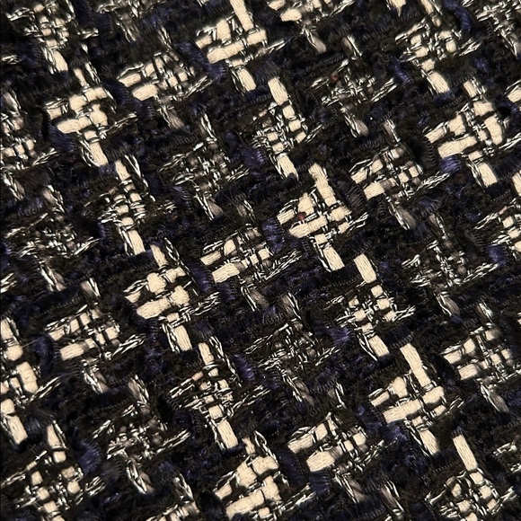 Joseph Ribkoff 10 Black+White Textured Plaid Blazer gathered sleeves - Picture 14 of 16